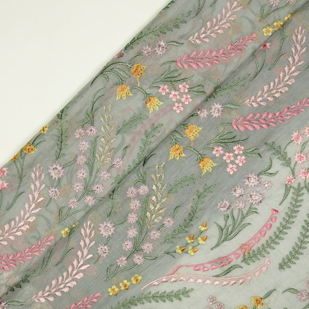 Zumra Jaal on Grey Cotton Silk Embroidered Fabric