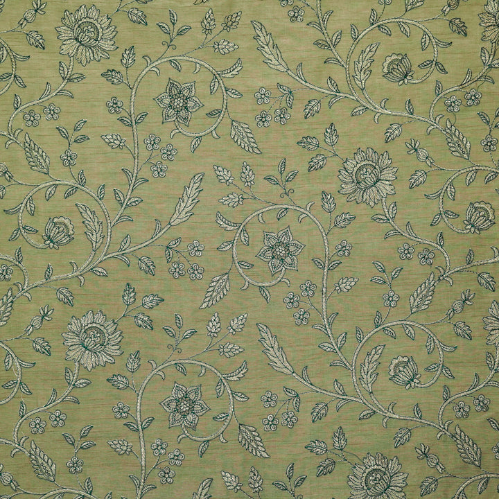 Vrita Jaal on Grey Semi Raw Silk Embroidered Fabric