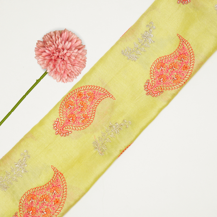Umaima Buta on Lemon Luxe Silk Chanderi Embroidered Fabric