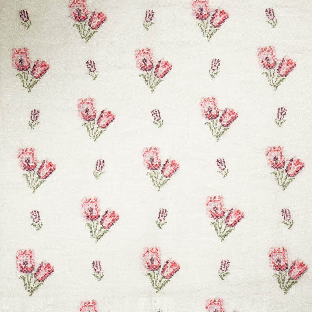 Asma Buti on Ivory Gauged Linen