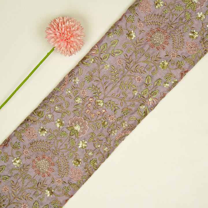 Lamya Jaal on Lavender Semi Raw Silk Embroidered Fabric