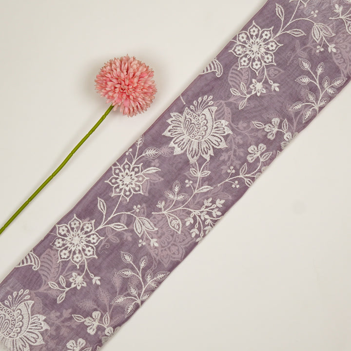 Sanjoli Jaal on Lavender Cotton Silk Embroidered Fabric