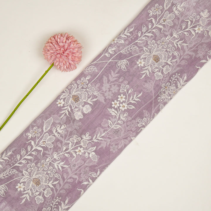 Shubhra Jaal on Lavender Cotton Silk Embroidered Fabric