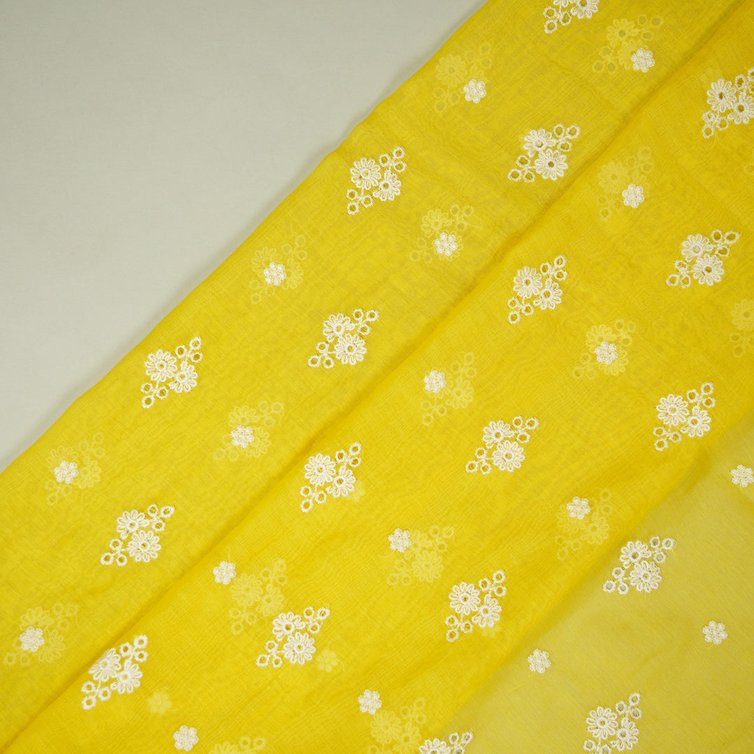 Viti Buti on Gold Cotton Silk Embroidered Fabric