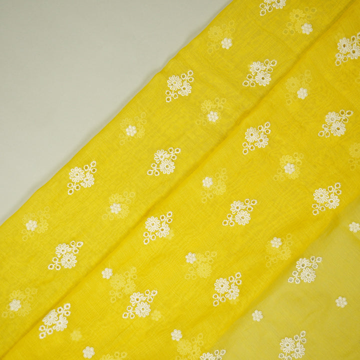 Viti Buti on Gold Cotton Silk Embroidered Fabric