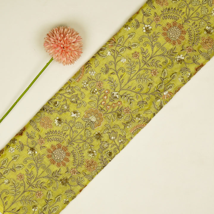 Lamya Jaal on Lemon Semi Raw Silk Embroidered Fabric