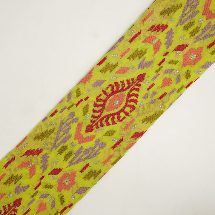 Rangvan Jaal on Lemon Semi Georgette Embroidered Fabric