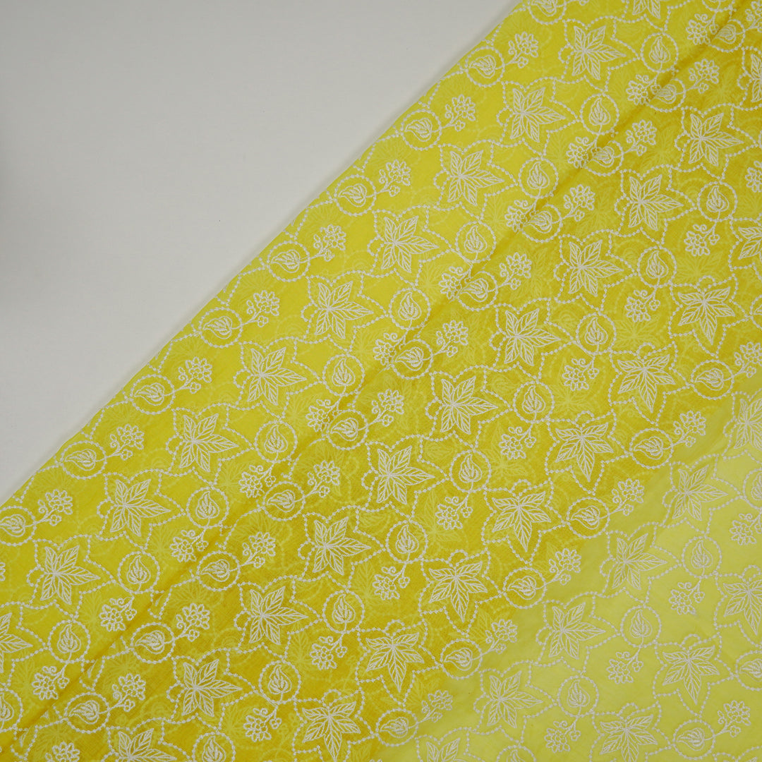 Ruchira Jaal on Lemon Cotton Silk Embroidered Fabric