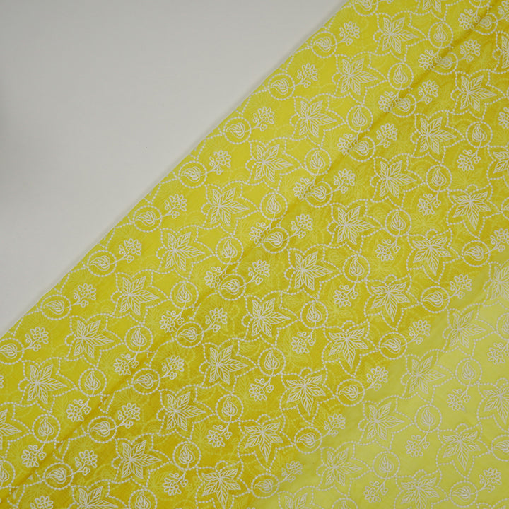 Ruchira Jaal on Lemon Cotton Silk Embroidered Fabric