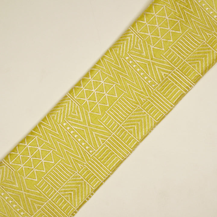 Mehraab Jaal on Lemon Luxe Silk Chanderi Embroidered Fabric
