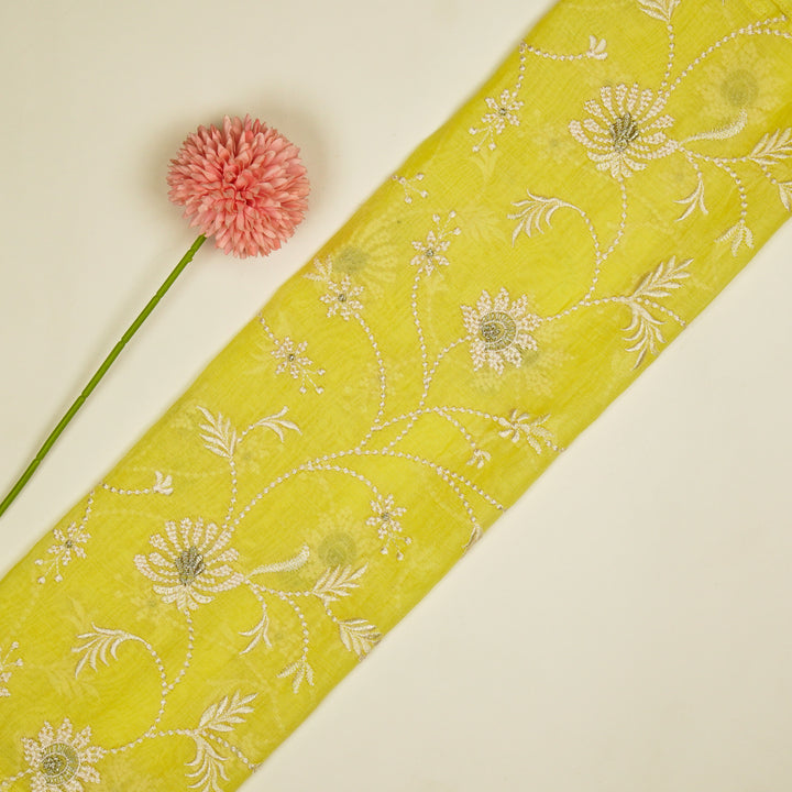 Safira Jaal on Lemon Tissue Embroidered Fabric