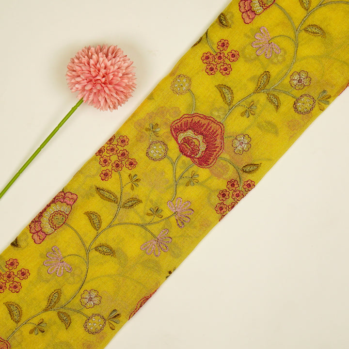 Zarifa Jaal on Lemon Tissue Embroidered Fabric