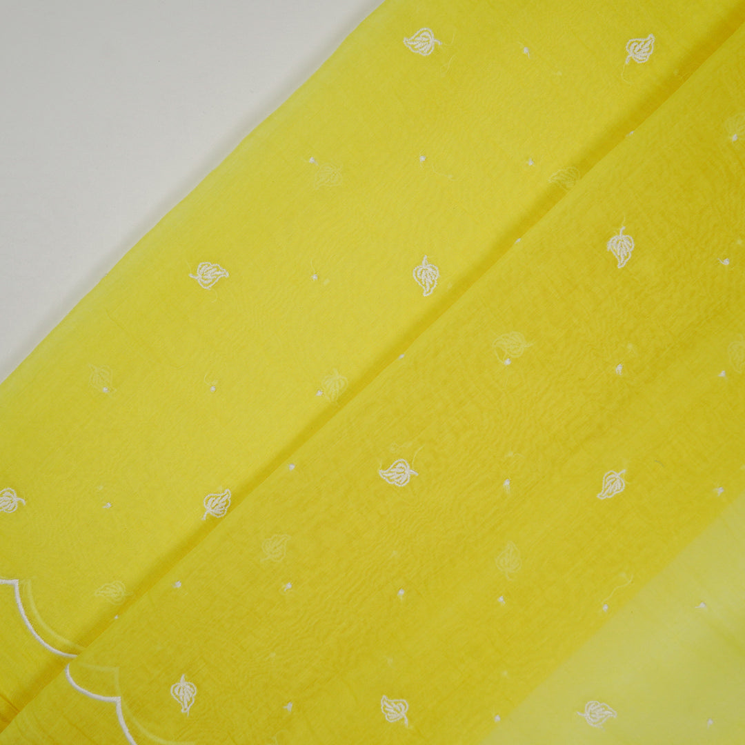 Ruchi Buti on Lemon Cotton Silk Embroidered Fabric