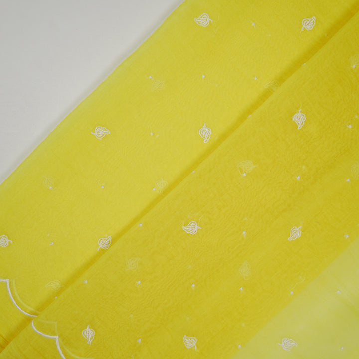 Ruchi Buti on Lemon Cotton Silk Embroidered Fabric