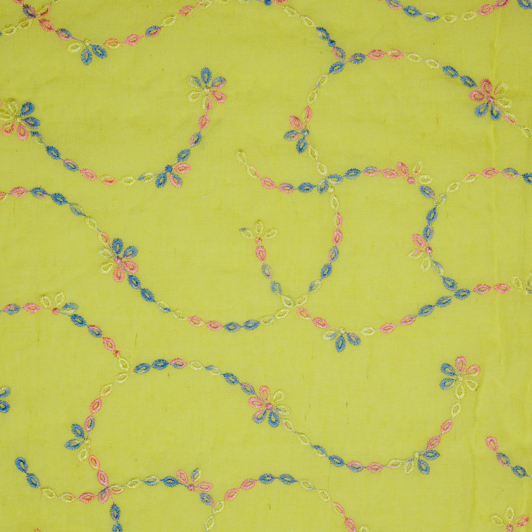 Ayla Jaal on Lemon Cotton Linen Embroidered Fabric