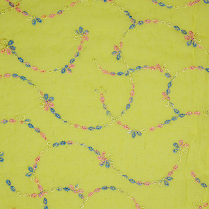 Ayla Jaal on Lemon Cotton Linen Embroidered Fabric