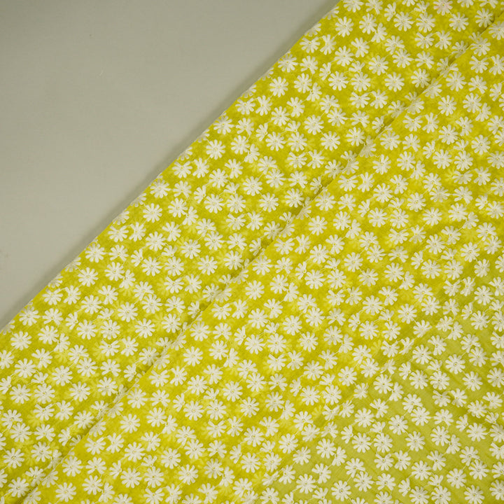 Ruhin Buti on Lemon Cotton Silk Embroidered Fabric