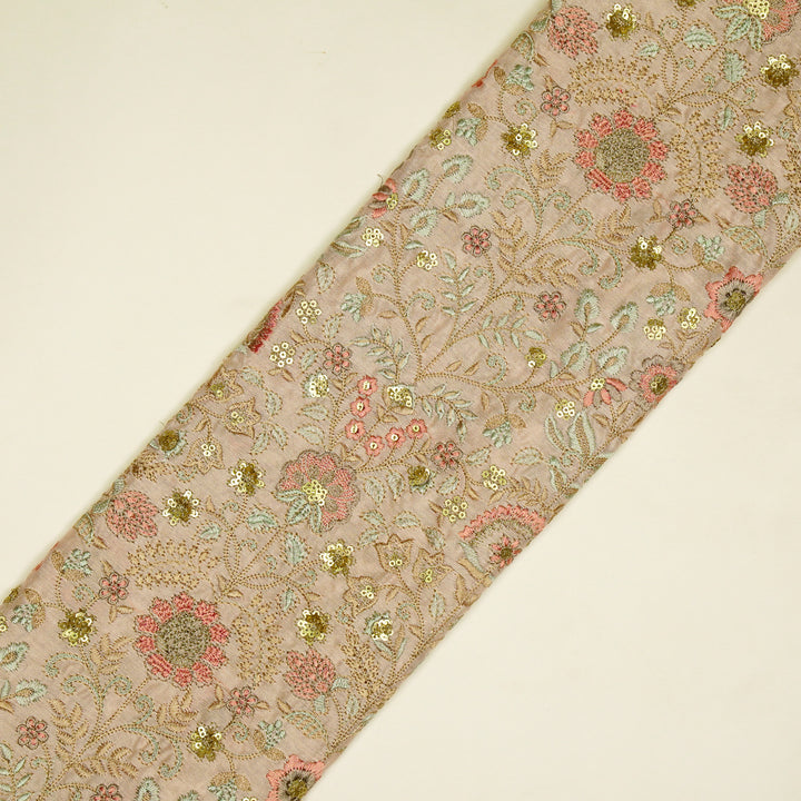 Lamya Jaal on Light Blush Semi Raw Silk Embroidered Fabric