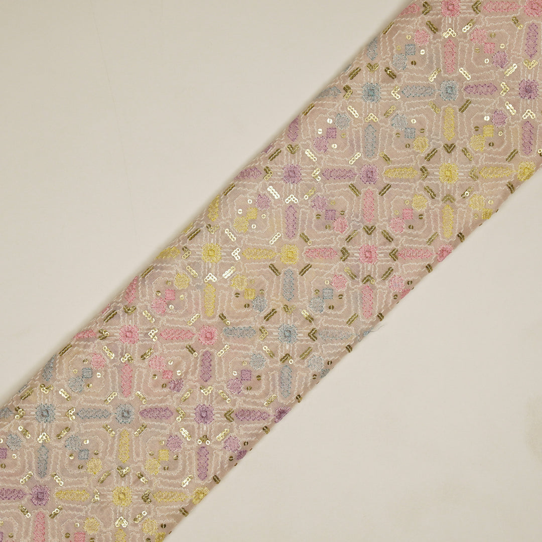 Chitrangi Jaal on Light Blush Luxe Silk Chanderi Embroidered Fabric