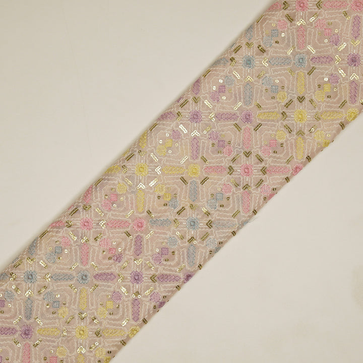 Chitrangi Jaal on Light Blush Luxe Silk Chanderi Embroidered Fabric
