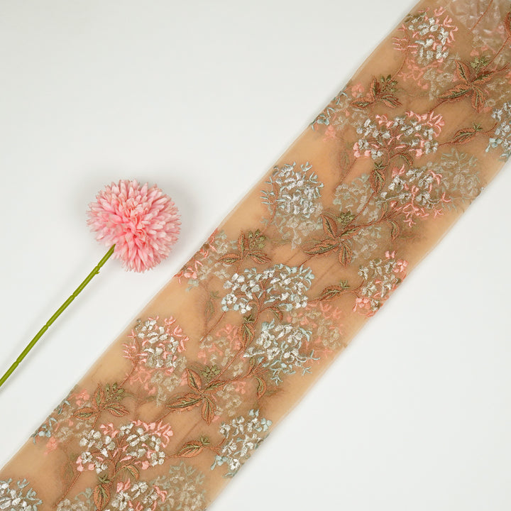 Shafaq Jaal on Light Mango Imported Silk Organza Embroidered Fabric