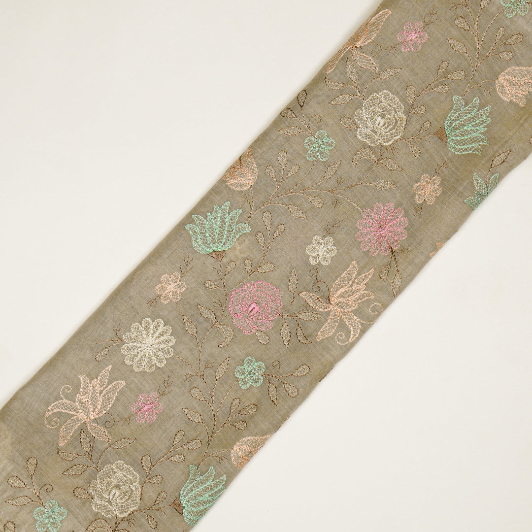 Amaira Jaal on Light Mouse Cotton Silk Embroidered Fabric