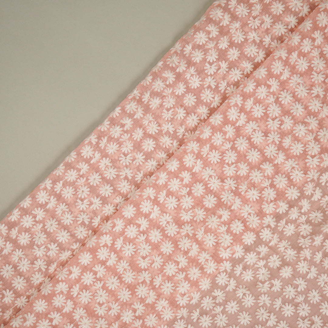 Ruhin Buti on Light Peach Cotton Silk Embroidered Fabric