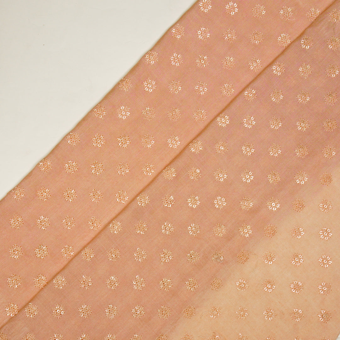 Nihar Buti on Light Peach Cotton Silk Embroidered Fabric
