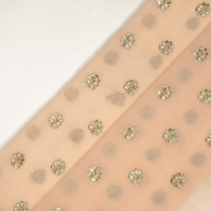 Luma Buti on Light Peach Semi Georgette Embroidered Fabric