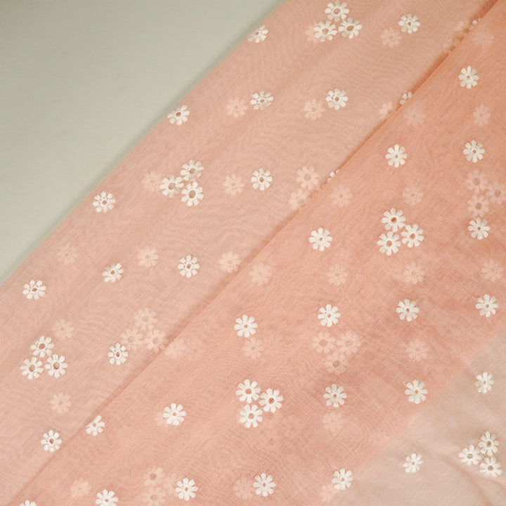Riti Buti on Light Pink Cotton Silk Embroidered Fabric