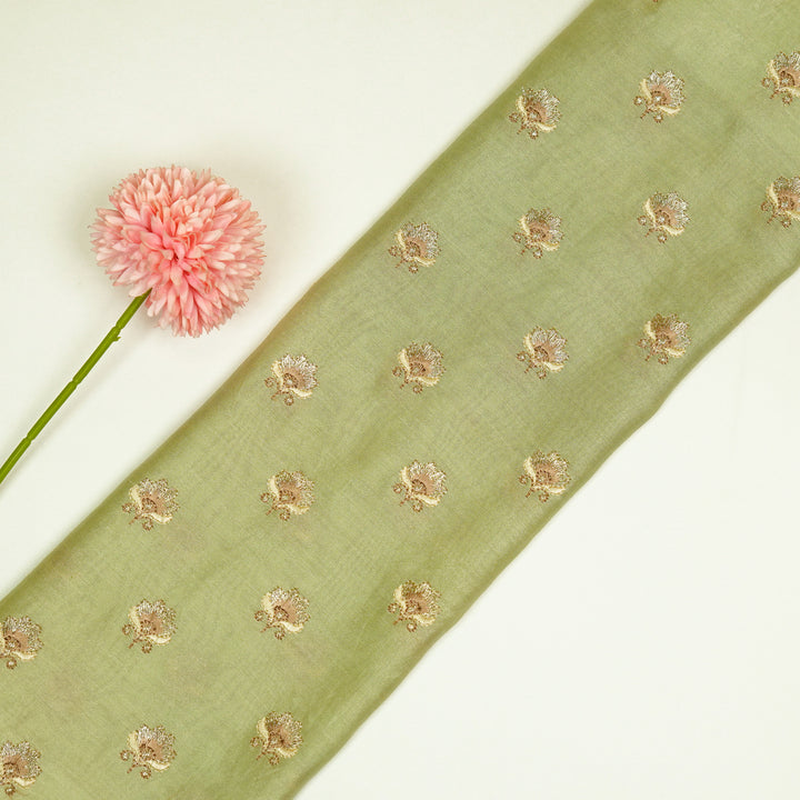 Hemika Buti on Light Pista Silk Chanderi Embroidered Fabric