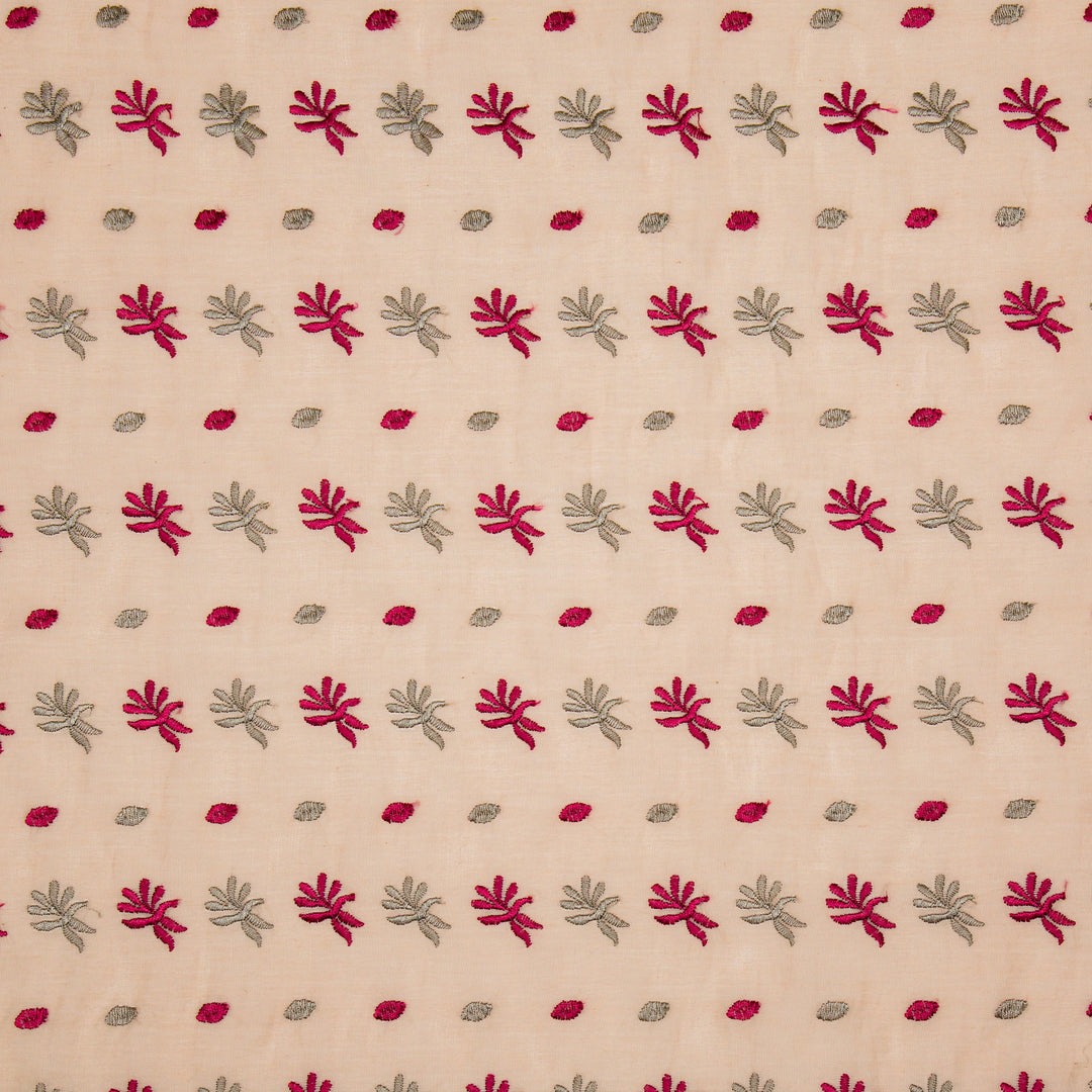 Smita Buti on Light/Peach Cotton Silk Embroidered Fabric