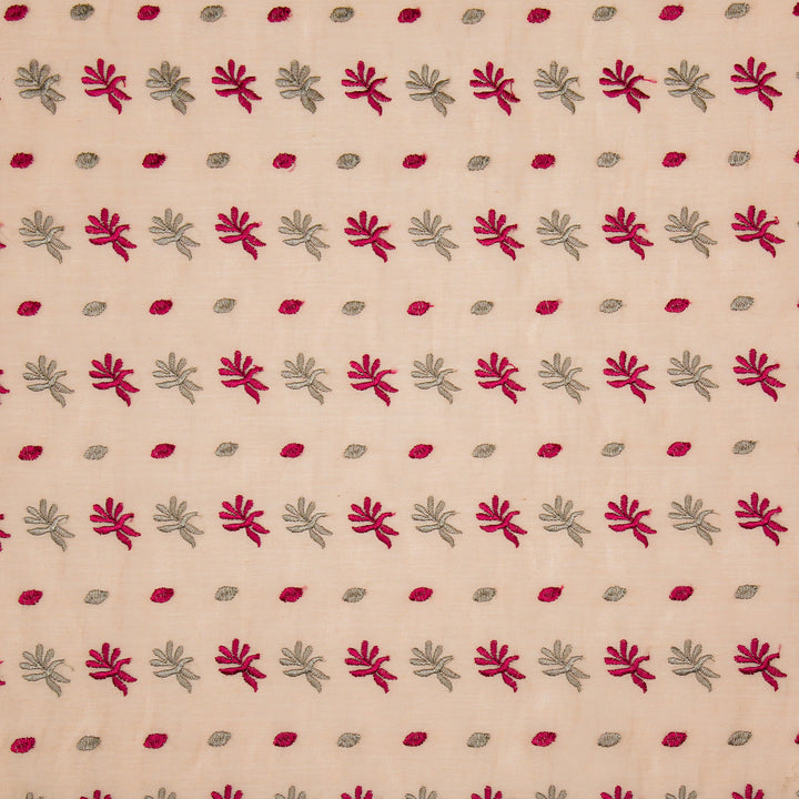 Smita Buti on Light/Peach Cotton Silk Embroidered Fabric