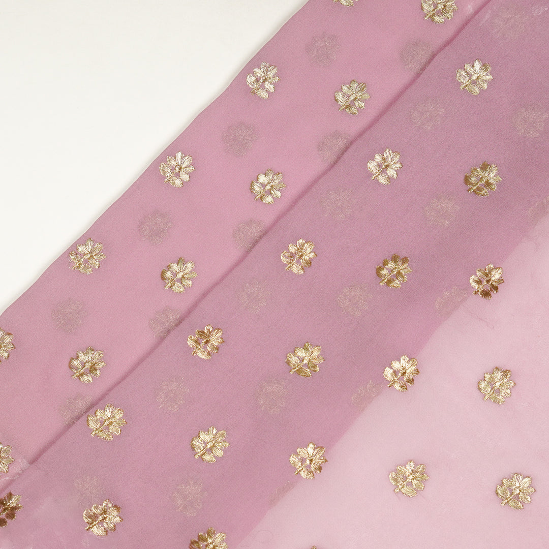 Luma Buti on Lilac Semi Georgette Embroidered Fabric