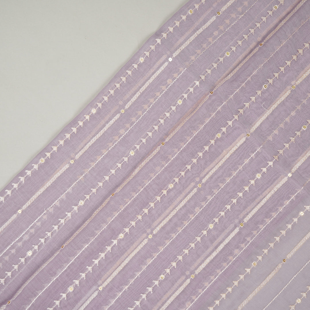 Tarang Jaal on Lilac Cotton Silk Embroidered Fabric