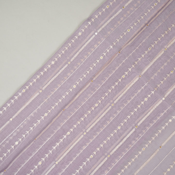 Tarang Jaal on Lilac Cotton Silk Embroidered Fabric