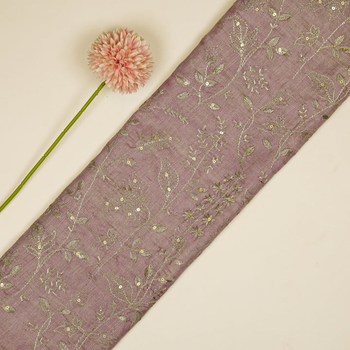 Maysa Jaal On Lilac Tussar Silk Embroidered Fabric