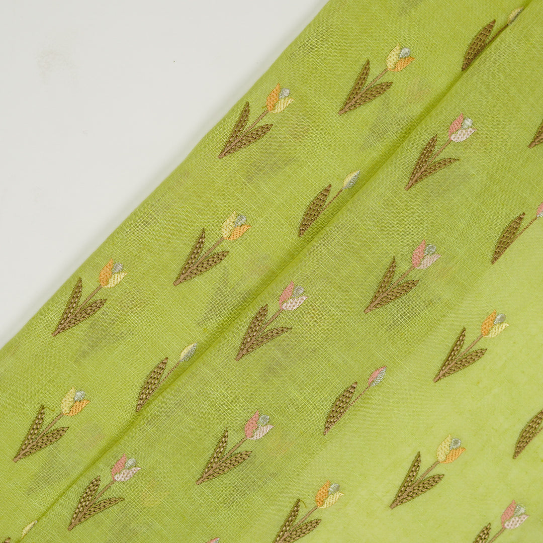 Luma Buti on Lime Green Gauged Linen Embroidered Fabric