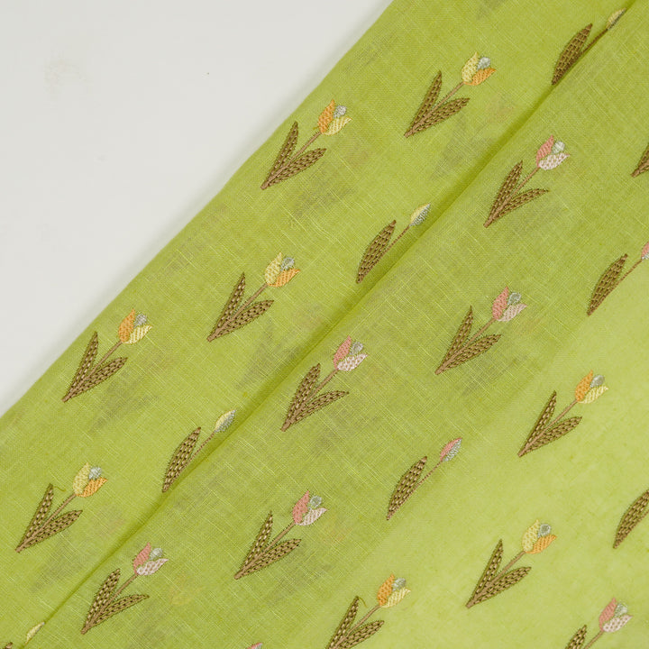 Luma Buti on Lime Green Gauged Linen Embroidered Fabric
