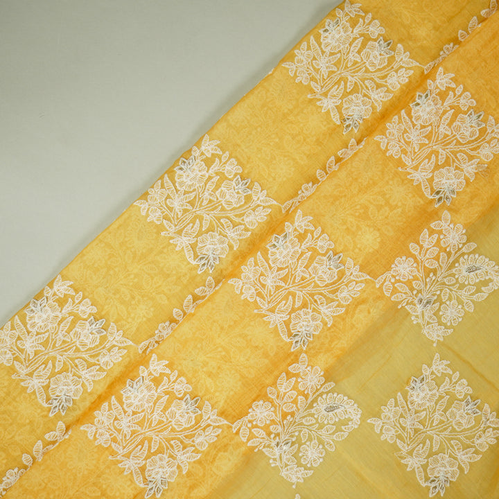 Chokor Buta on Mango Cotton Silk Embroidered Fabric