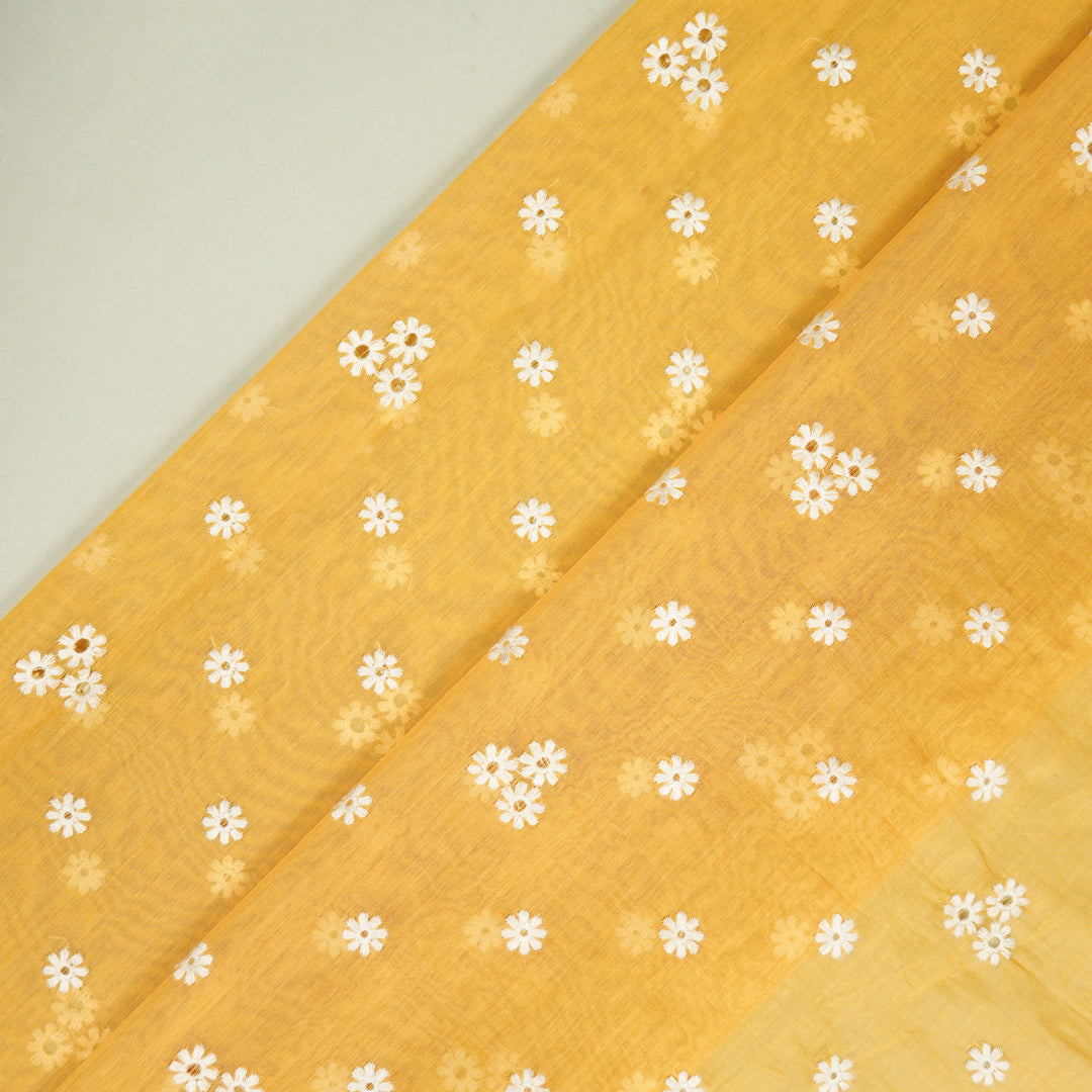 Riti Buti on Mango Cotton Silk Embroidered Fabric