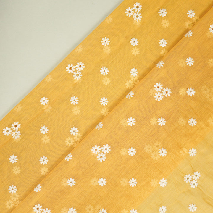 Riti Buti on Mango Cotton Silk Embroidered Fabric