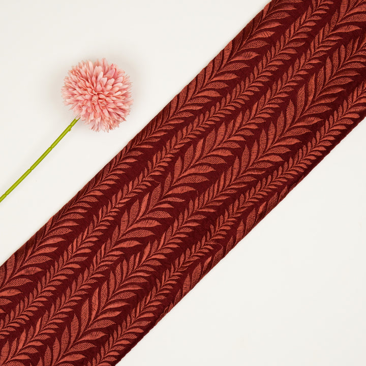 Zeena Jaal on Maroon Dola Silk Embroidered Fabric