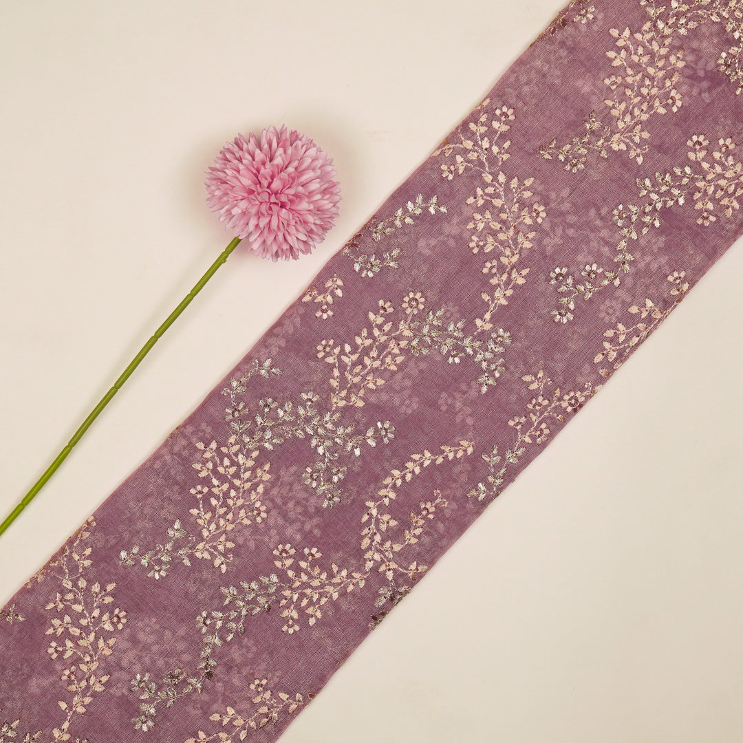 Amoli Jaal on Mauve Tissue Embroidered Fabric
