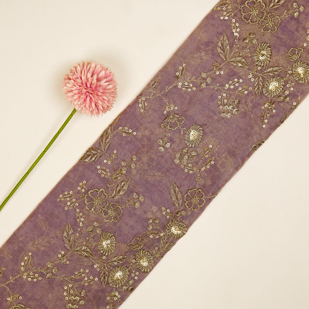 Elira Jaal on Mauve Tissue Embroidered Fabric