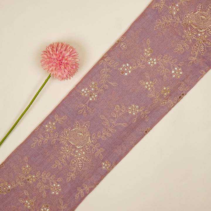 Jamira Jaal on Mauve Tissue Embroidered Fabric
