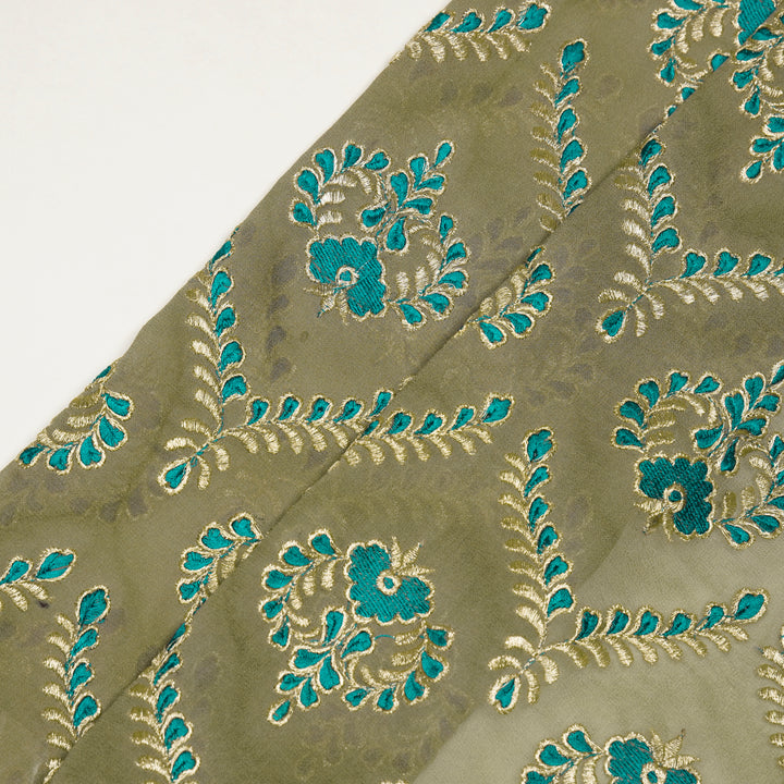 Rounaq Jaal on Mouse Semi Georgette Embroidered Fabric