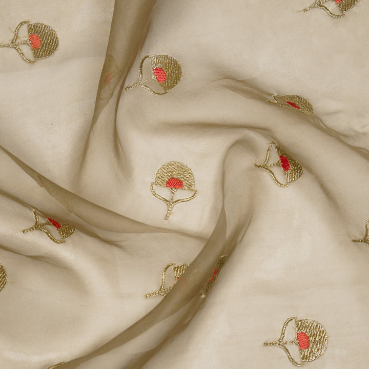 Sahira Buti On Pale Mouse Semi Organza