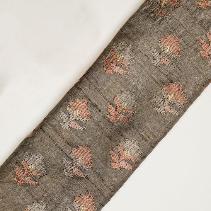 Mouse Tussar Silk Madhuri Buta Embroidered Fabric
