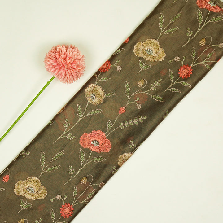 Sahra Jaal on Mouse Silk Chanderi Embroidered Fabric